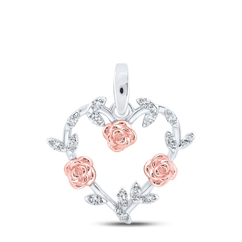 Sterling Silver Round Diamond Gift Heart Pendant 1/12 Cttw - Splendid Jewellery