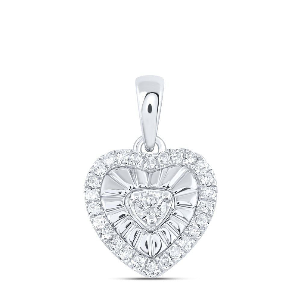 Sterling Silver Round Diamond Heart Pendant 1/8 Cttw - Splendid Jewellery