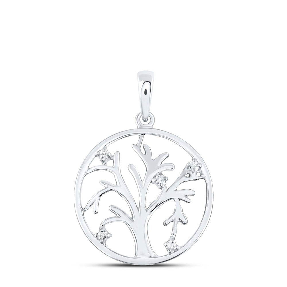 Sterling Silver Round Diamond Gift Pendant 1/20 Cttw - Splendid Jewellery