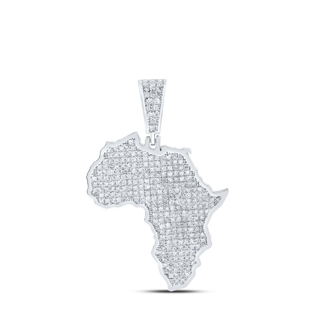 Sterling Silver Round Diamond P1 Africa Map Charm Pendant 1 Cttw - Splendid Jewellery