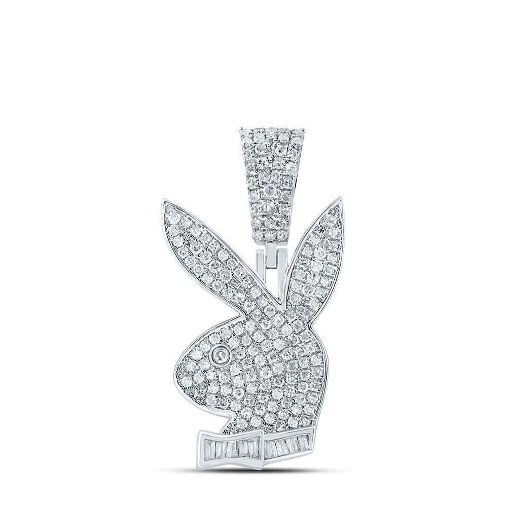 Sterling Silver Baguette Diamond P1 Charm Pendant 3/4 Cttw - Splendid Jewellery
