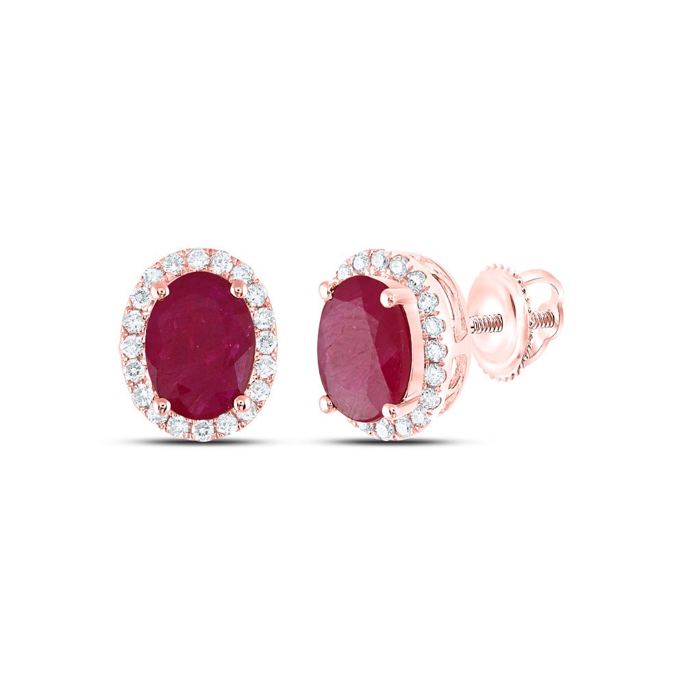 Oval Ruby Earrings in 14K Rose Gold Gift Edition - Splendid Jewellery