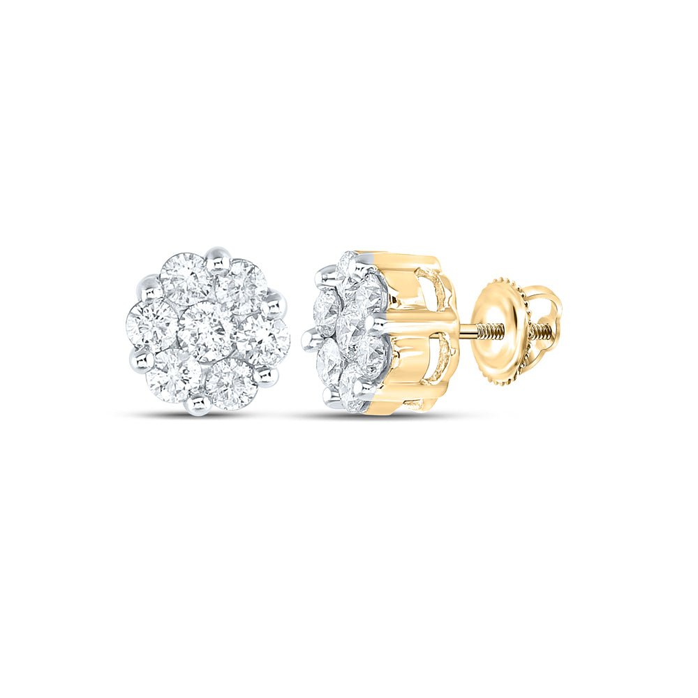14K Yellow Gold Diamond Earrings 1/2 Cttw with Fine Detail - Splendid Jewellery