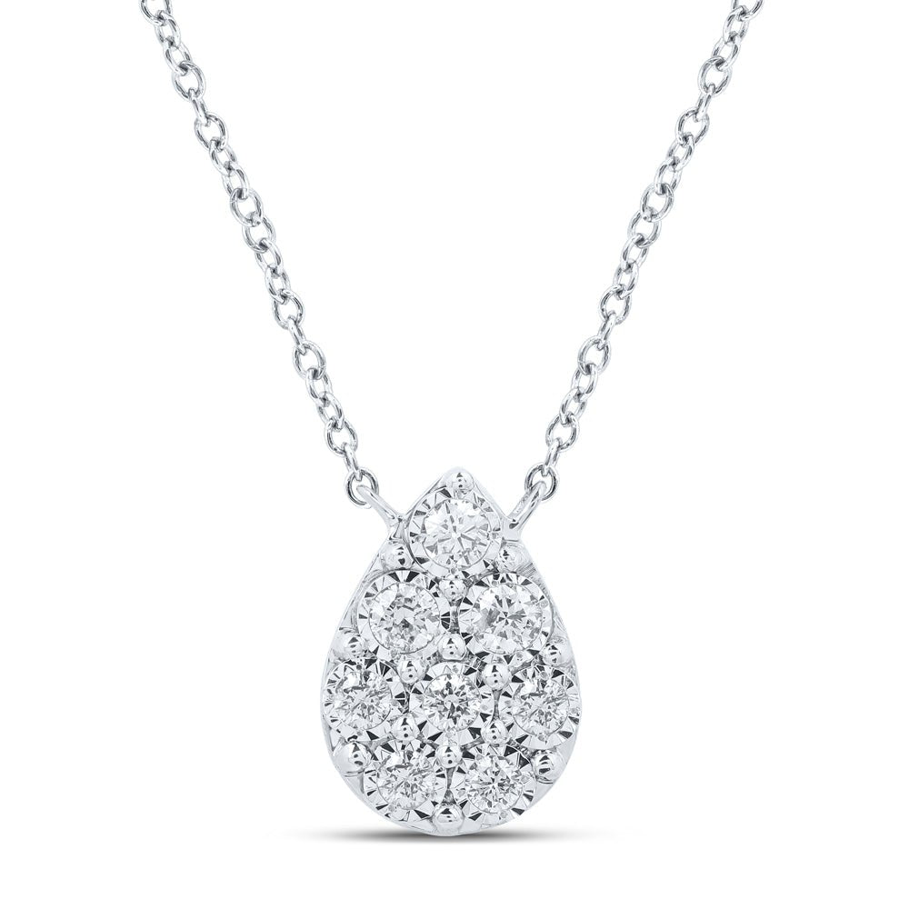10K White Gold Round Diamond Necklace (18 Inch) 1/6 Cttw - Splendid Jewellery