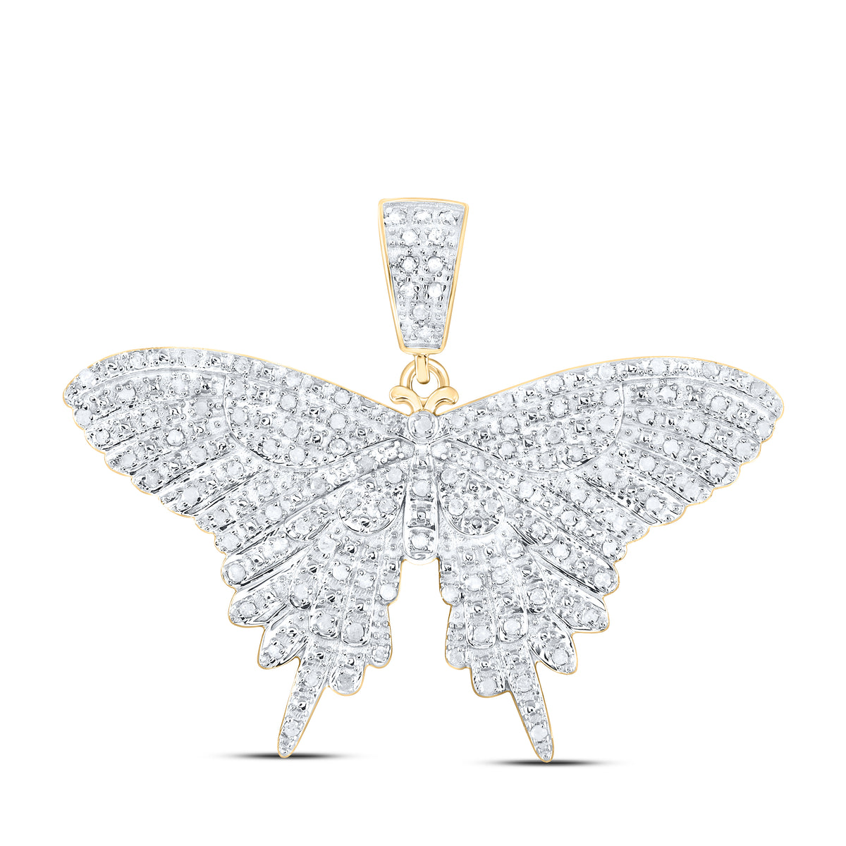 Sterling Silver Round Diamond Gift Butterfly Pendant 3/4 Cttw - Splendid Jewellery