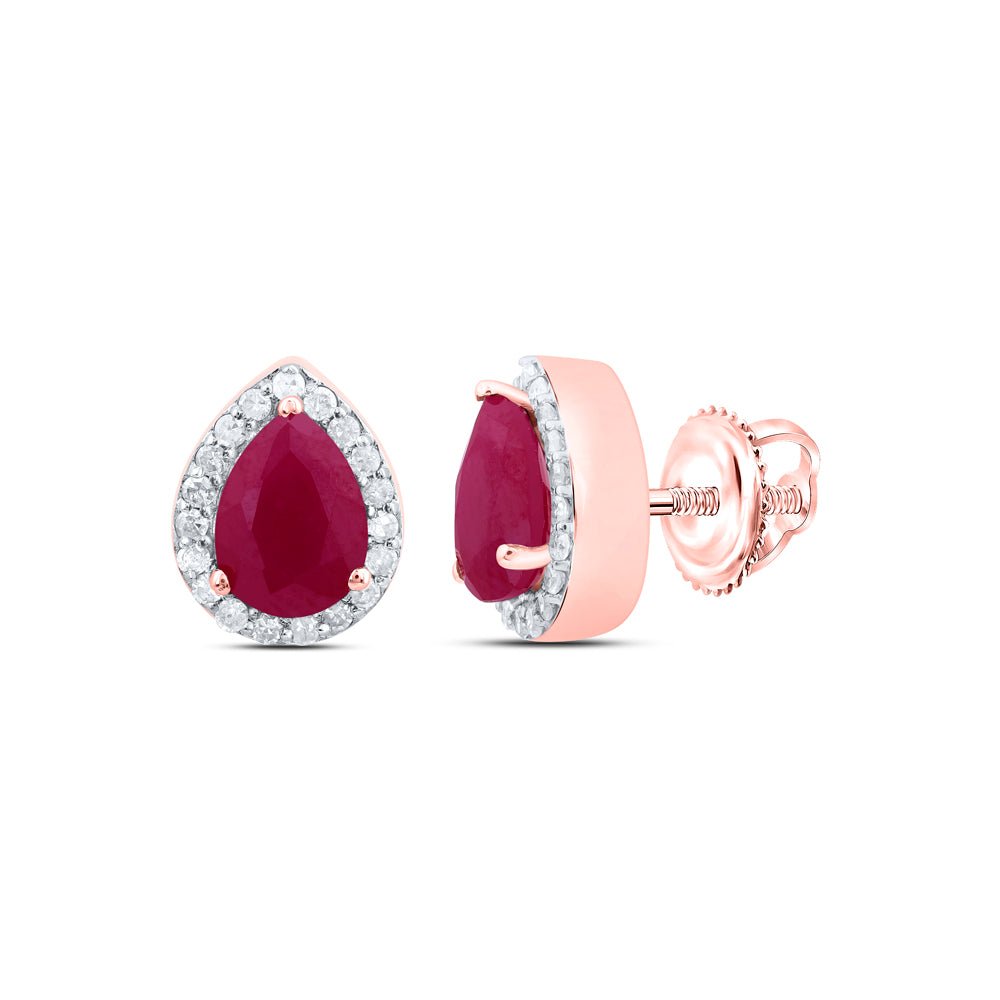 10K Rose Gold Elegant Earrings with Ruby - Splendid Jewellery