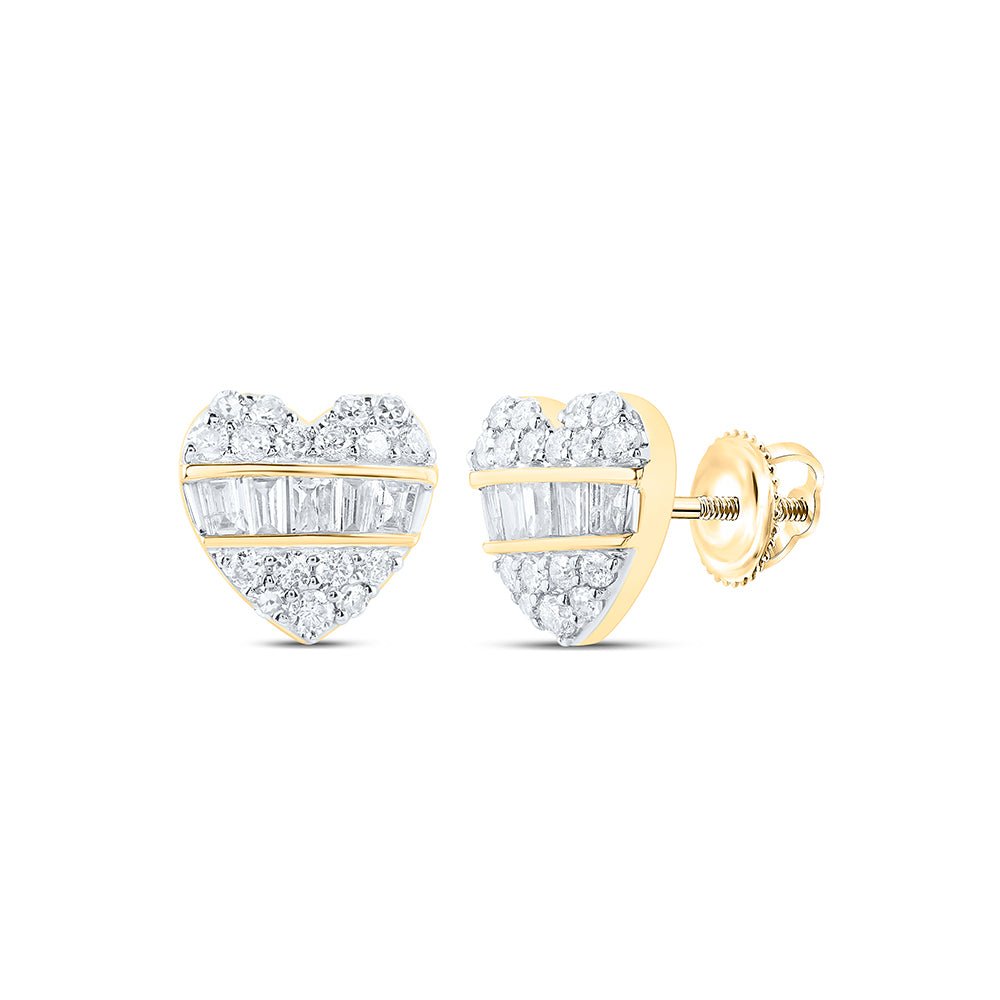 Heart Diamond Earrings in 10K Yellow Gold - Splendid Jewellery
