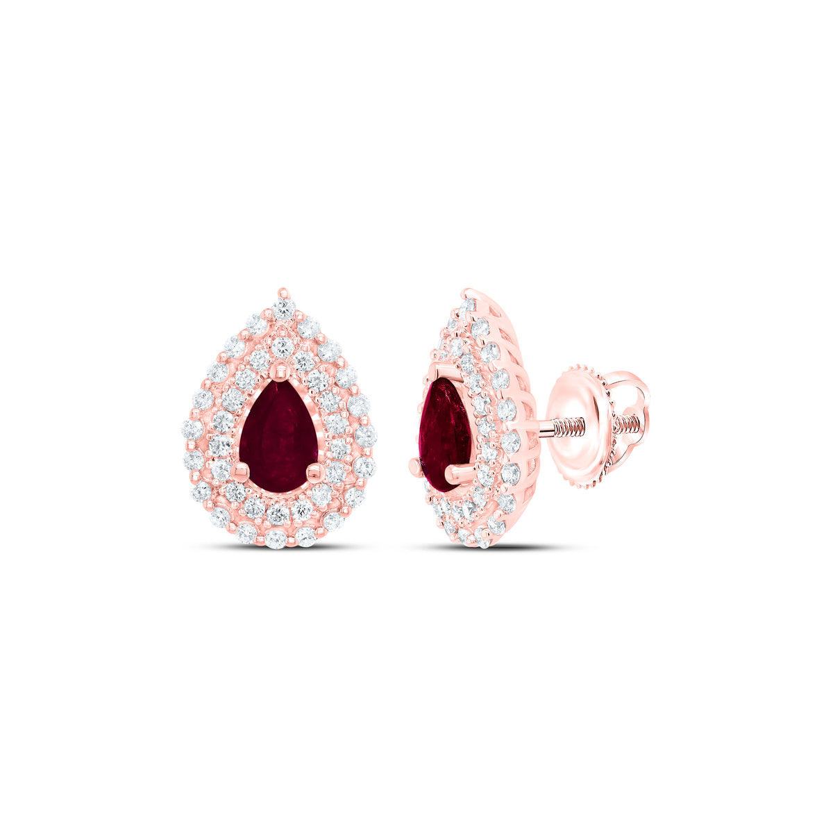 14K Rose Gold Modern Ruby Earrings - Splendid Jewellery
