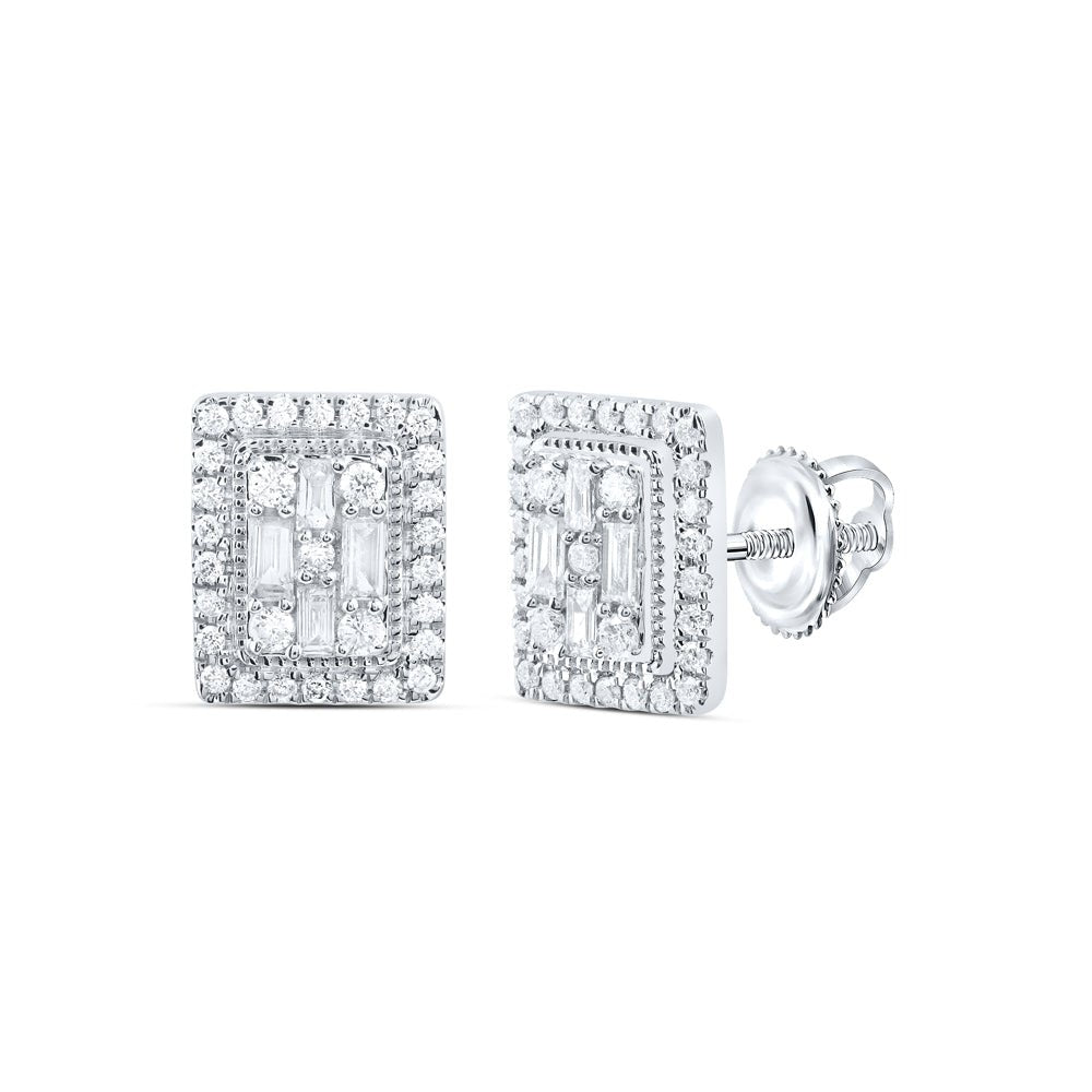 Baguette Emerald Earrings in 14K White Gold - Splendid Jewellery