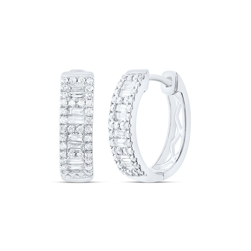 14K White Gold Luxury Diamond Hoop Earrings - Splendid Jewellery