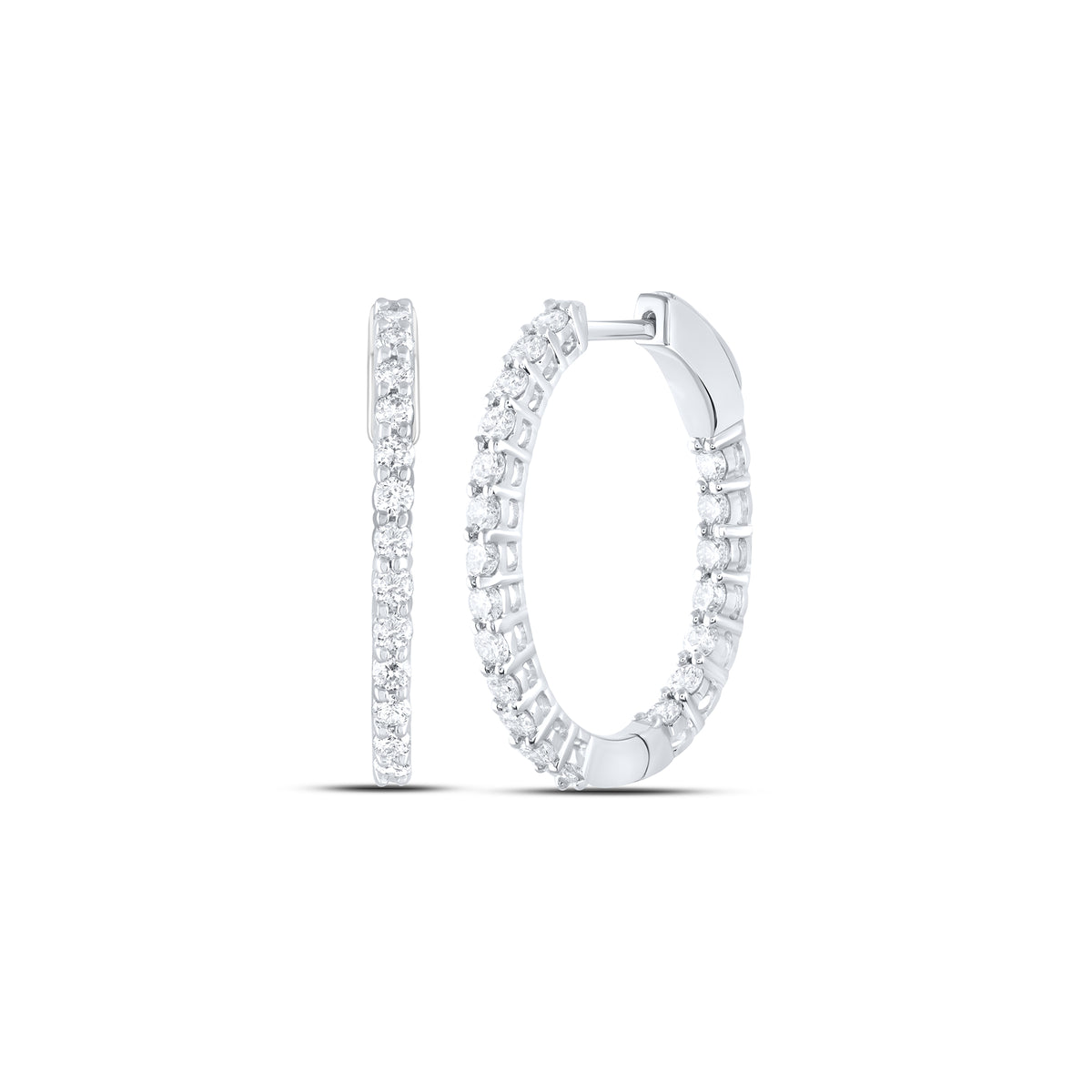 Oval Diamond Earrings in 14K White Gold - Splendid Jewellery
