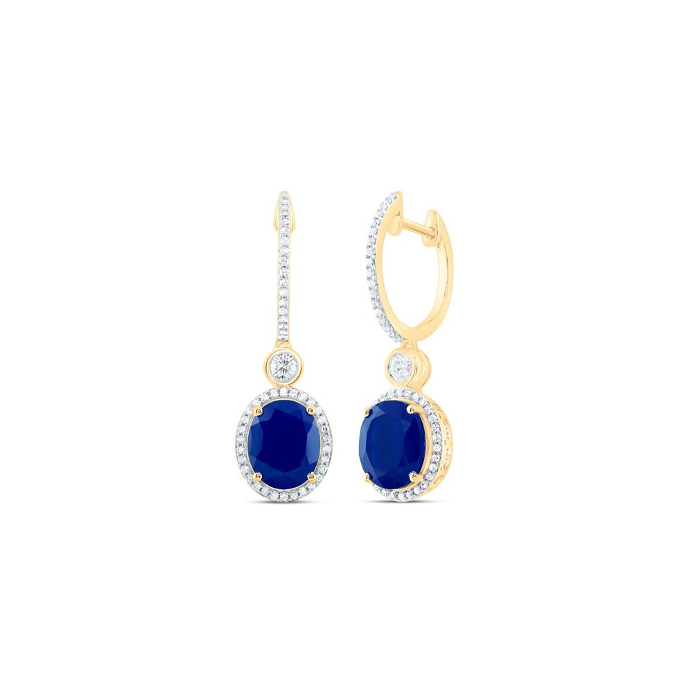 10K Yellow Gold Blue Sapphire Earrings 5/8 Cttw - Splendid Jewellery
