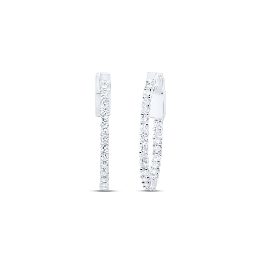 10K White Gold Elegant Hoop Earrings with Diamond with Elegant Styling - Splendid Jewellery