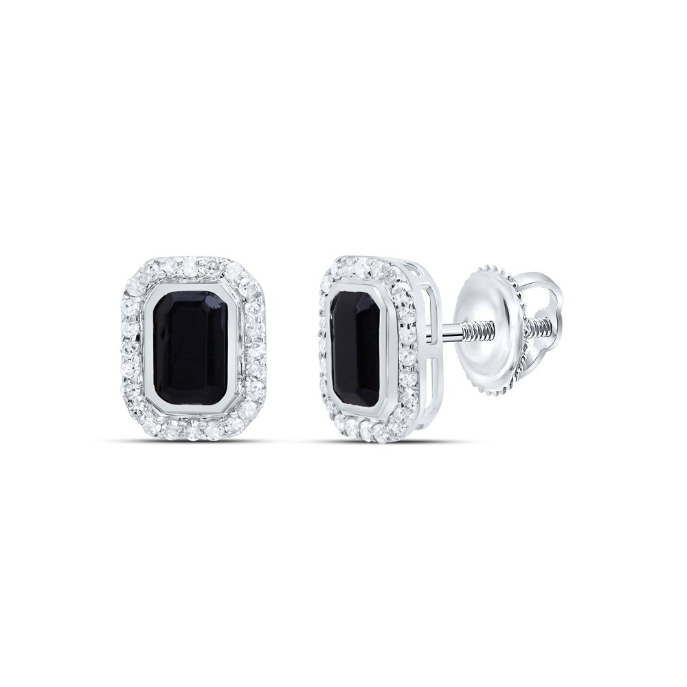 10K White Gold Elegant Earrings with Emerald - Splendid Jewellery