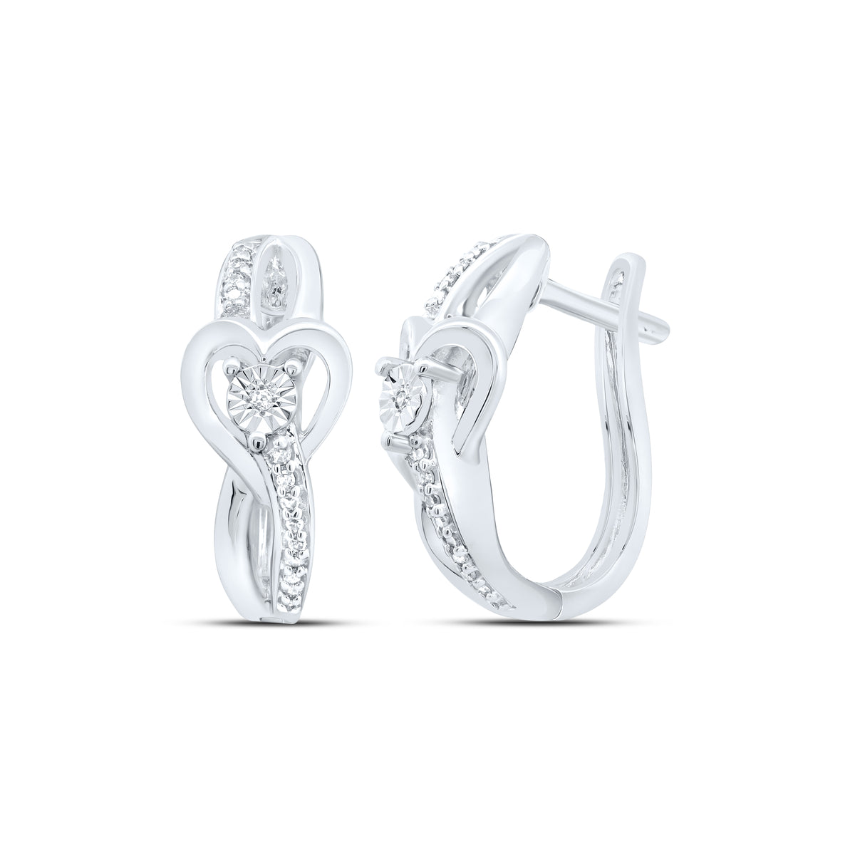 Sterling Silver Modern Diamond Earrings with Elegant Styling - Splendid Jewellery