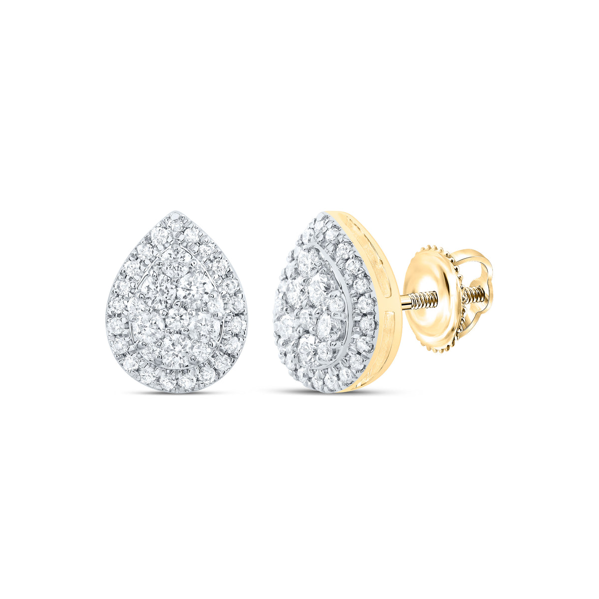 14K Yellow Gold Pear Diamond Stud Earrings - Splendid Jewellery