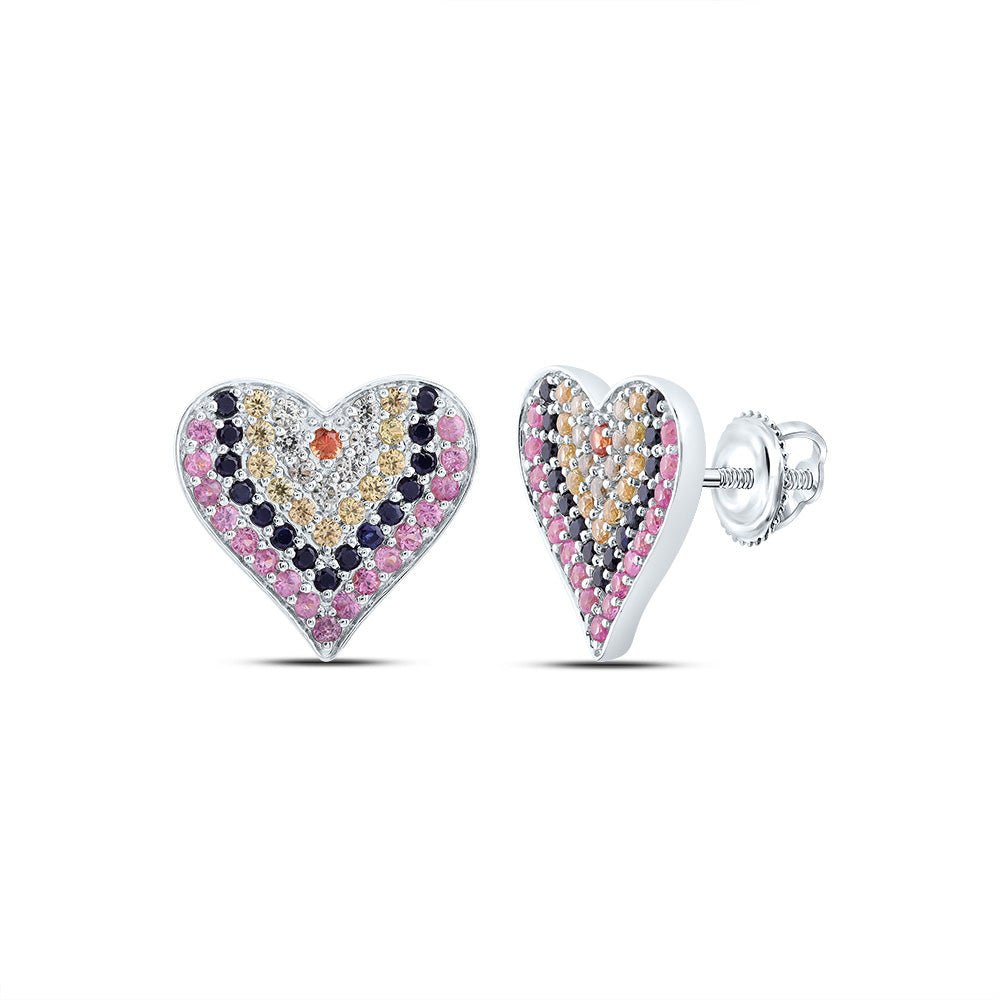 10K White Gold Sapphire Stud Earrings 1 Cttw - Splendid Jewellery