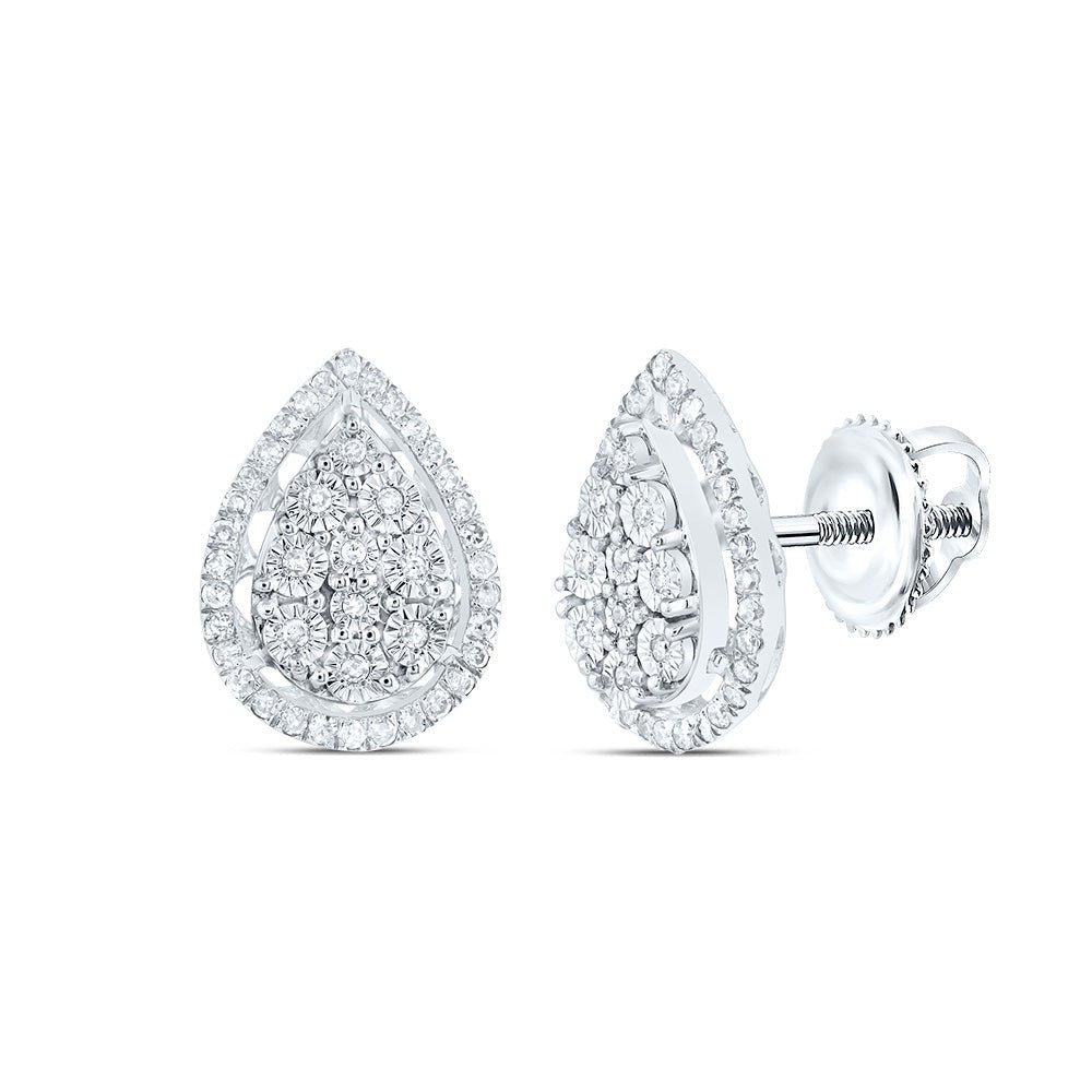 10K White Gold Gift - Ready Diamond Earrings with Elegant Styling - Splendid Jewellery