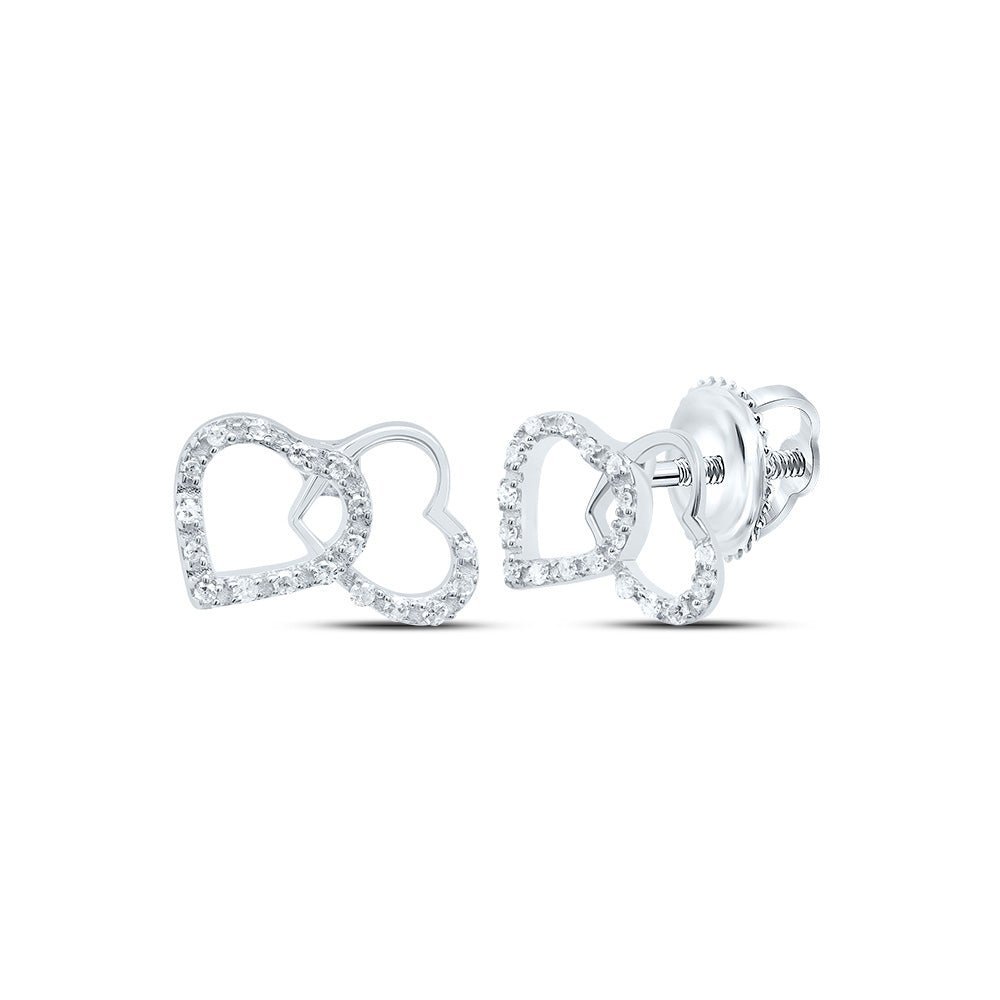 Sterling Silver Heart Diamond Stud Earrings - Splendid Jewellery