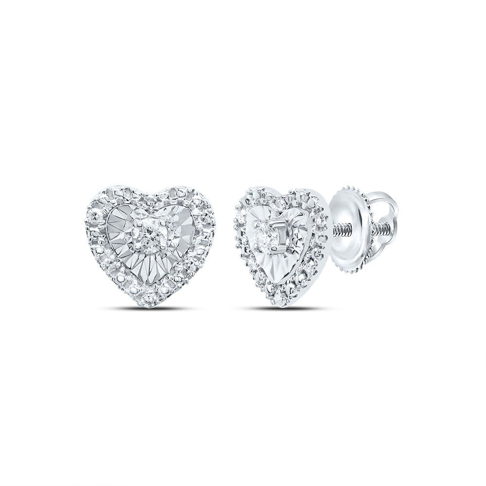 Heart Diamond Earrings in 10K White Gold with Elegant Styling - Splendid Jewellery