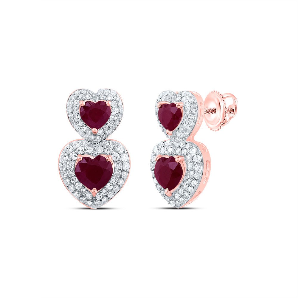14K Rose Gold Ruby Earrings 1/2 Cttw - Splendid Jewellery