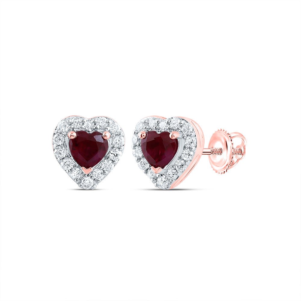 14K Rose Gold Luxury Ruby Stud Earrings - Splendid Jewellery