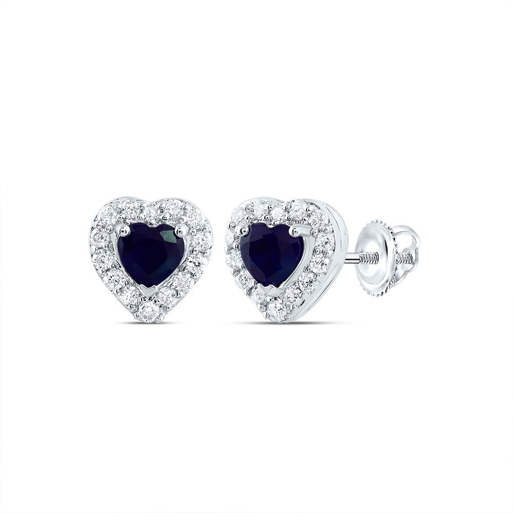 14K White Gold Gift - Ready Blue Sapphire Earrings - Splendid Jewellery