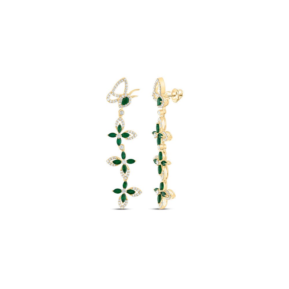14K Yellow Gold Modern Emerald Earrings - Splendid Jewellery