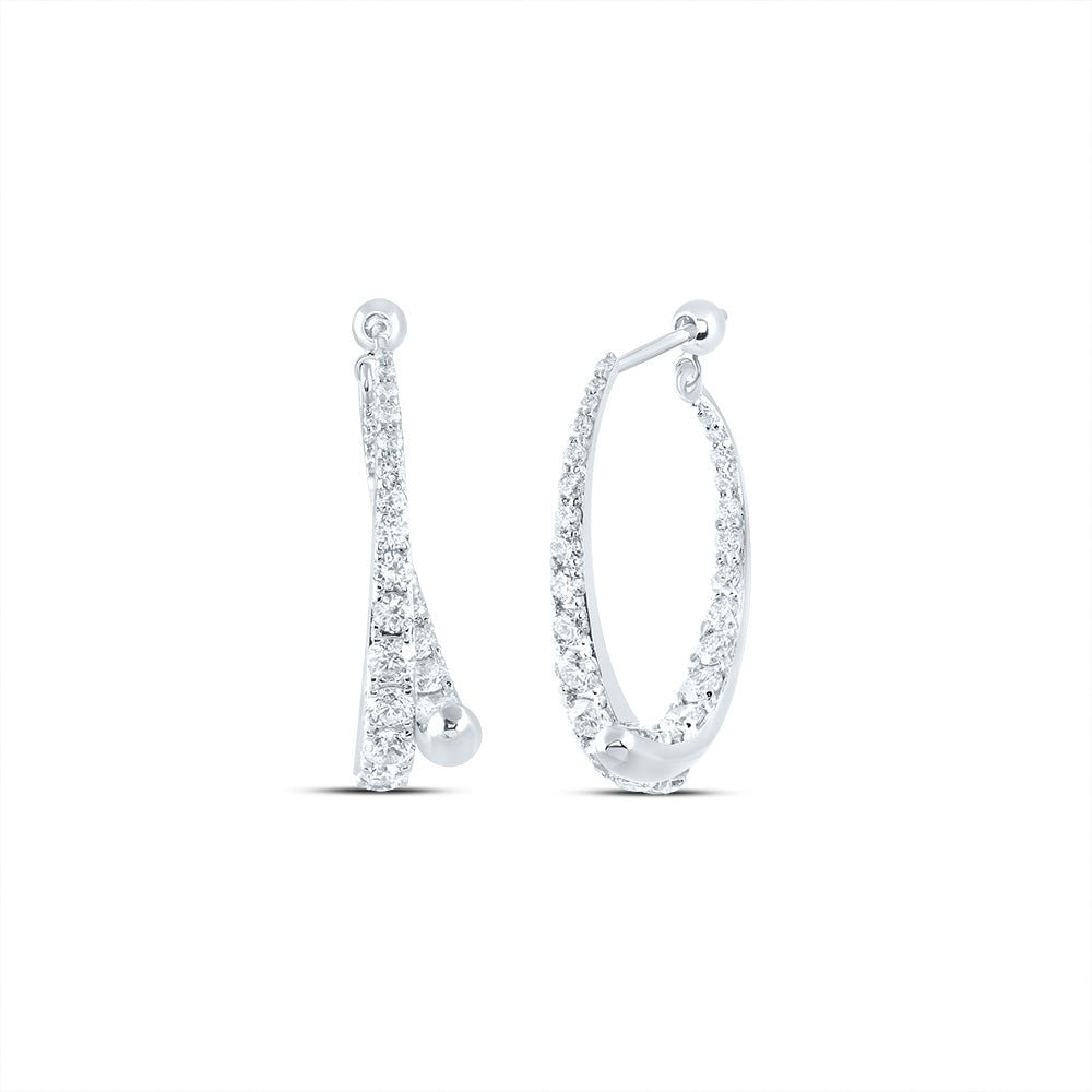 14K White Gold Diamond Earrings 2 Cttw - Splendid Jewellery