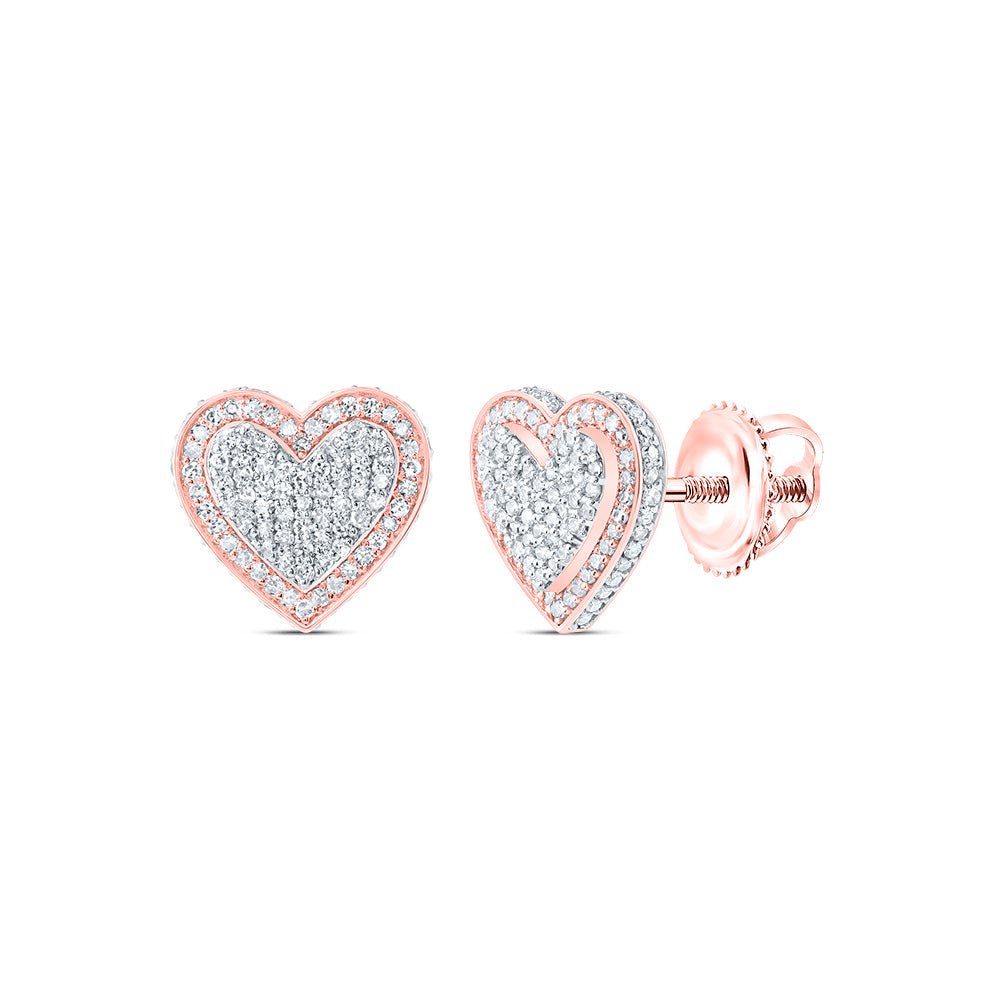 Heart Diamond Earrings in 10K Rose Gold - Splendid Jewellery