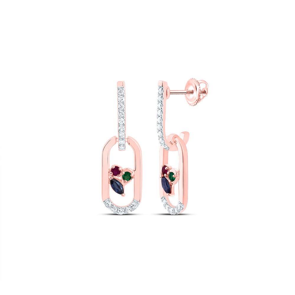 14K Rose Gold Blue Sapphire Earrings 1/10 Cttw - Splendid Jewellery