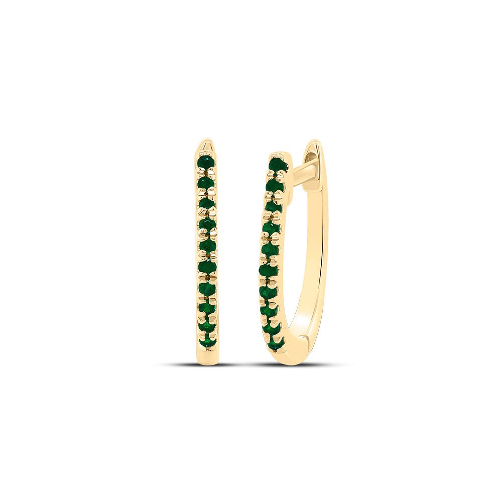 10K Yellow Gold Emerald Hoop Earrings - Splendid Jewellery