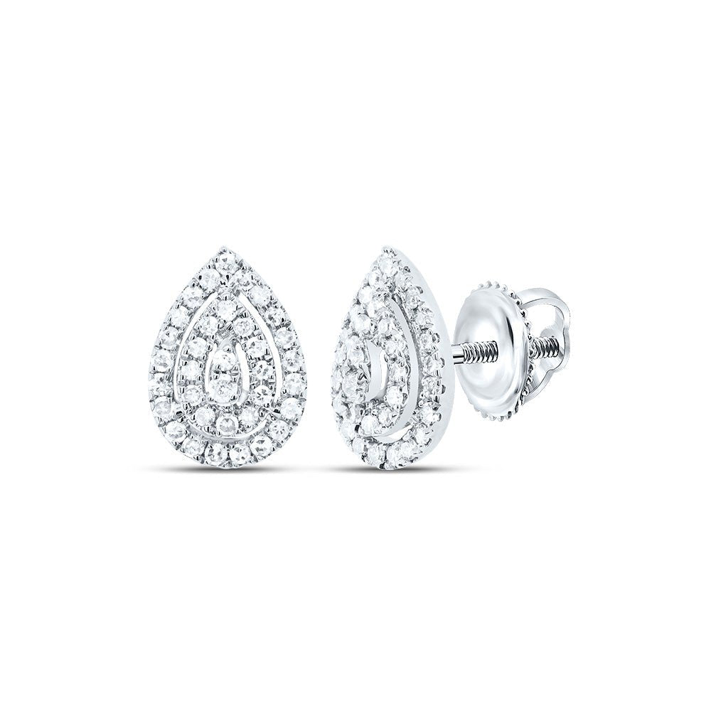 10K White Gold Modern Diamond Earrings with Fine Detail - Splendid Jewellery