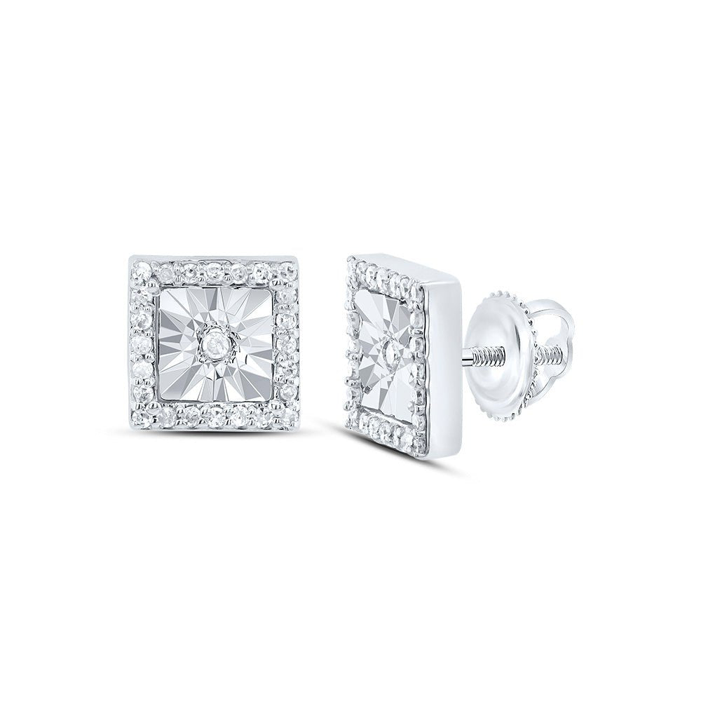10K White Gold Modern Diamond Earrings with Natural Sparkle - Splendid Jewellery