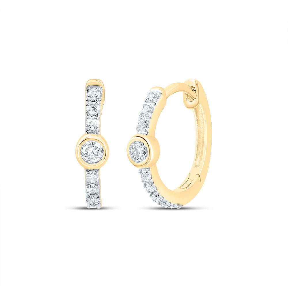 10K Yellow Gold Diamond Hoop Earrings 1/8 Cttw - Splendid Jewellery