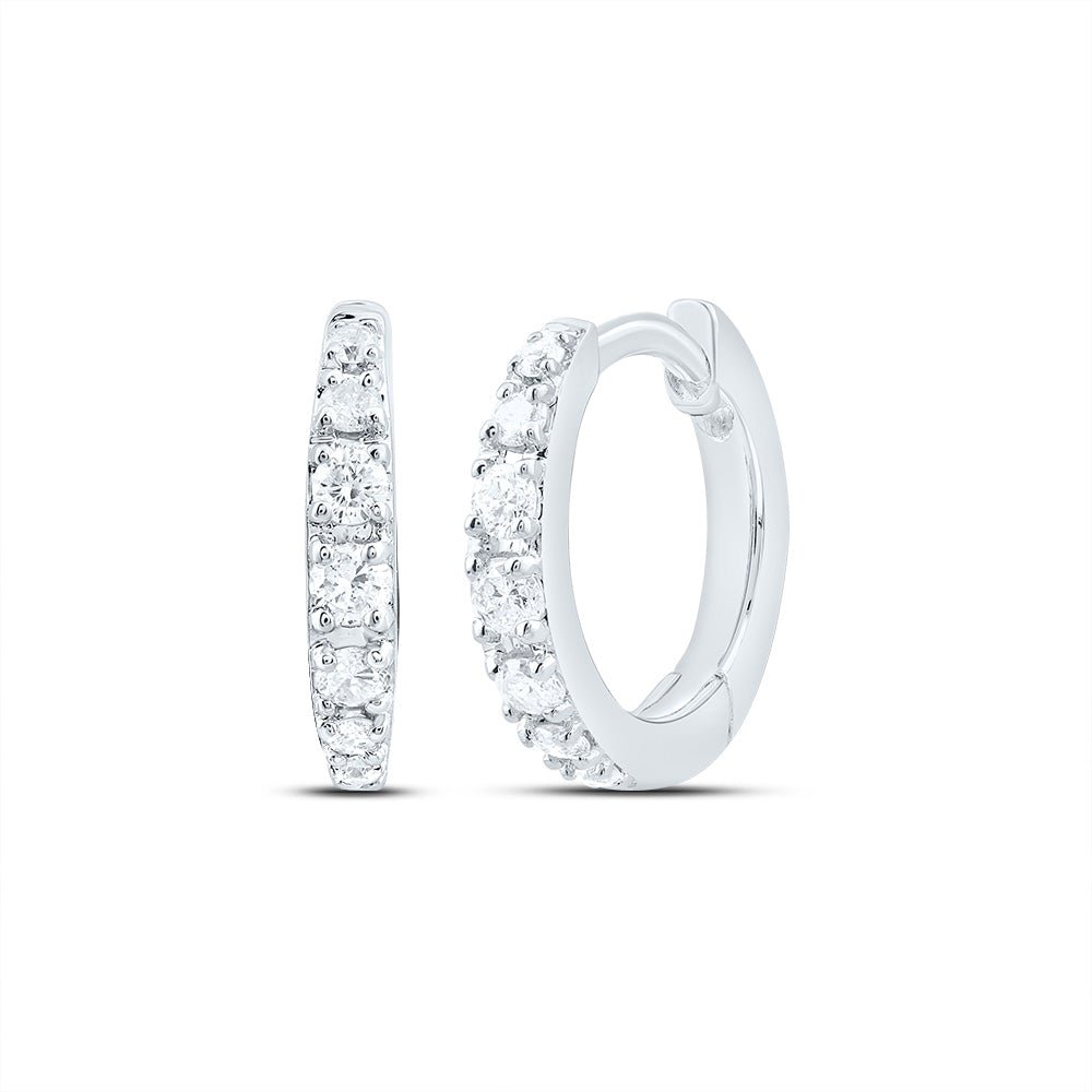 10K White Gold Diamond Hoop Earrings with Natural Sparkle - Splendid Jewellery