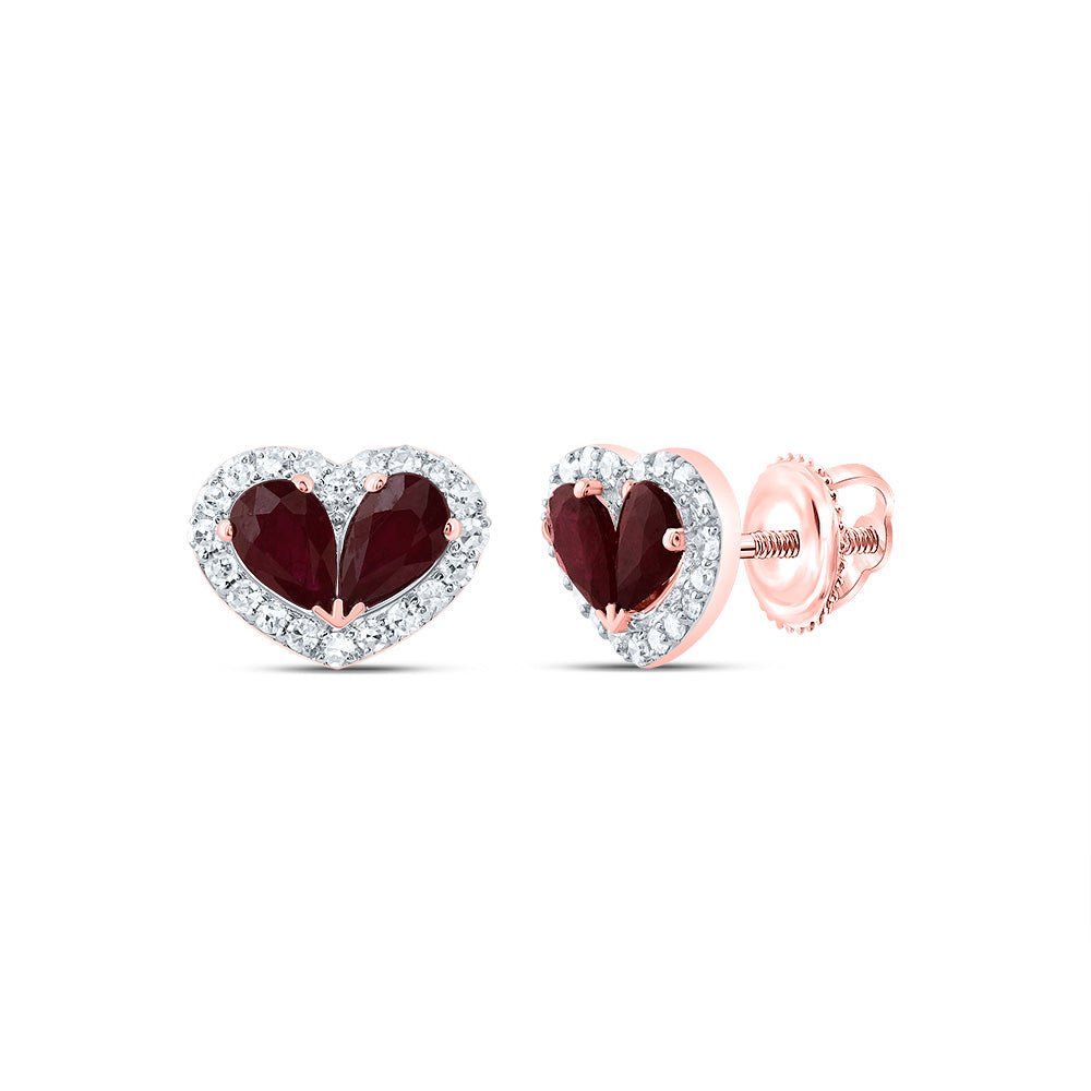 Heart Ruby Stud Earrings 1/5 Cttw Gift Edition - Splendid Jewellery