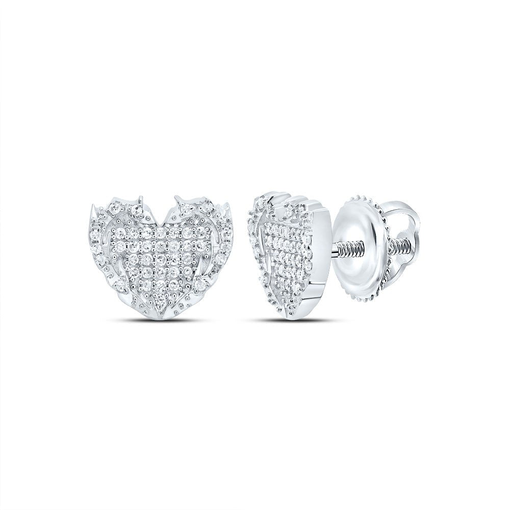 Sterling Silver Elegant Stud Earrings with Diamond - Splendid Jewellery
