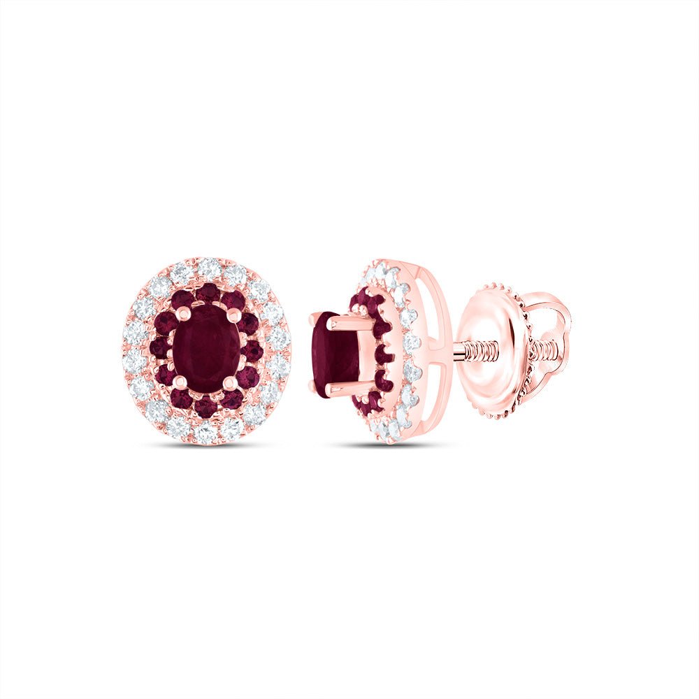 14K Rose Gold Ruby Earrings for Everyday Wear Gift Edition - Splendid Jewellery