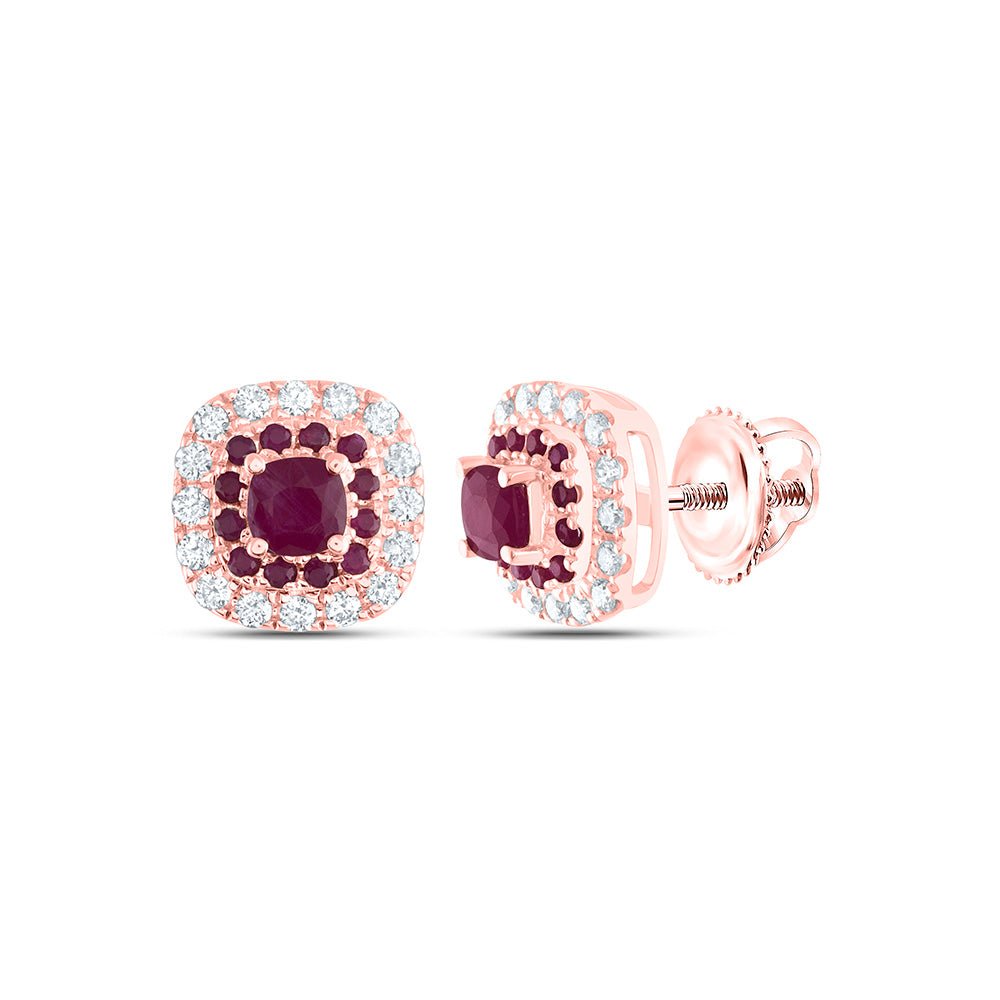 14K Rose Gold Elegant Stud Earrings with Ruby Gift Edition - Splendid Jewellery