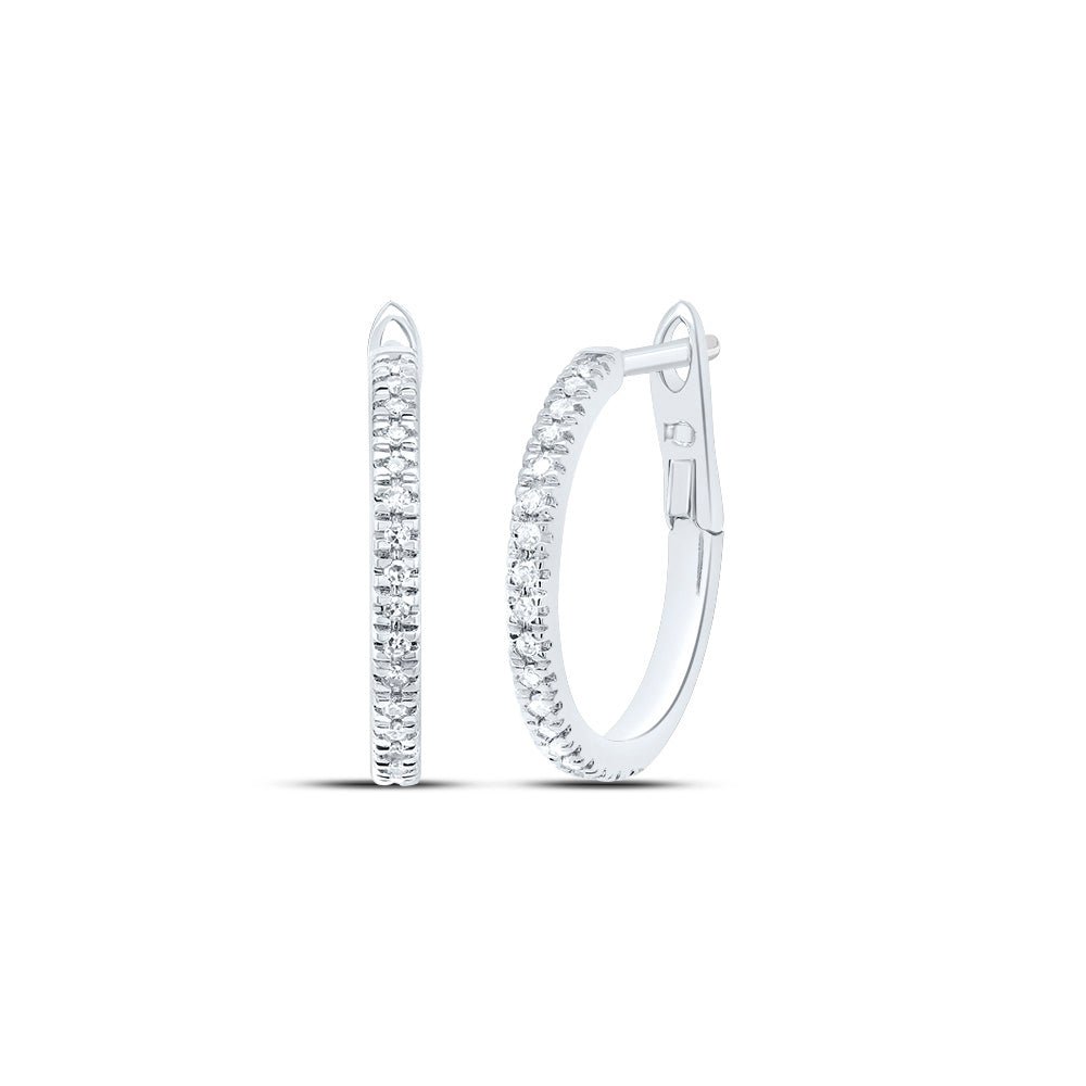 10K White Gold Elegant Hoop Earrings with Diamond - Splendid Jewellery