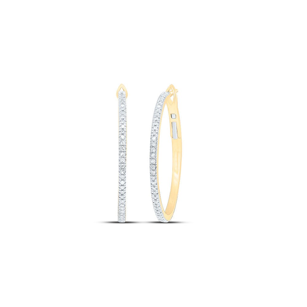 10K Yellow Gold Diamond Hoop Earrings - Splendid Jewellery