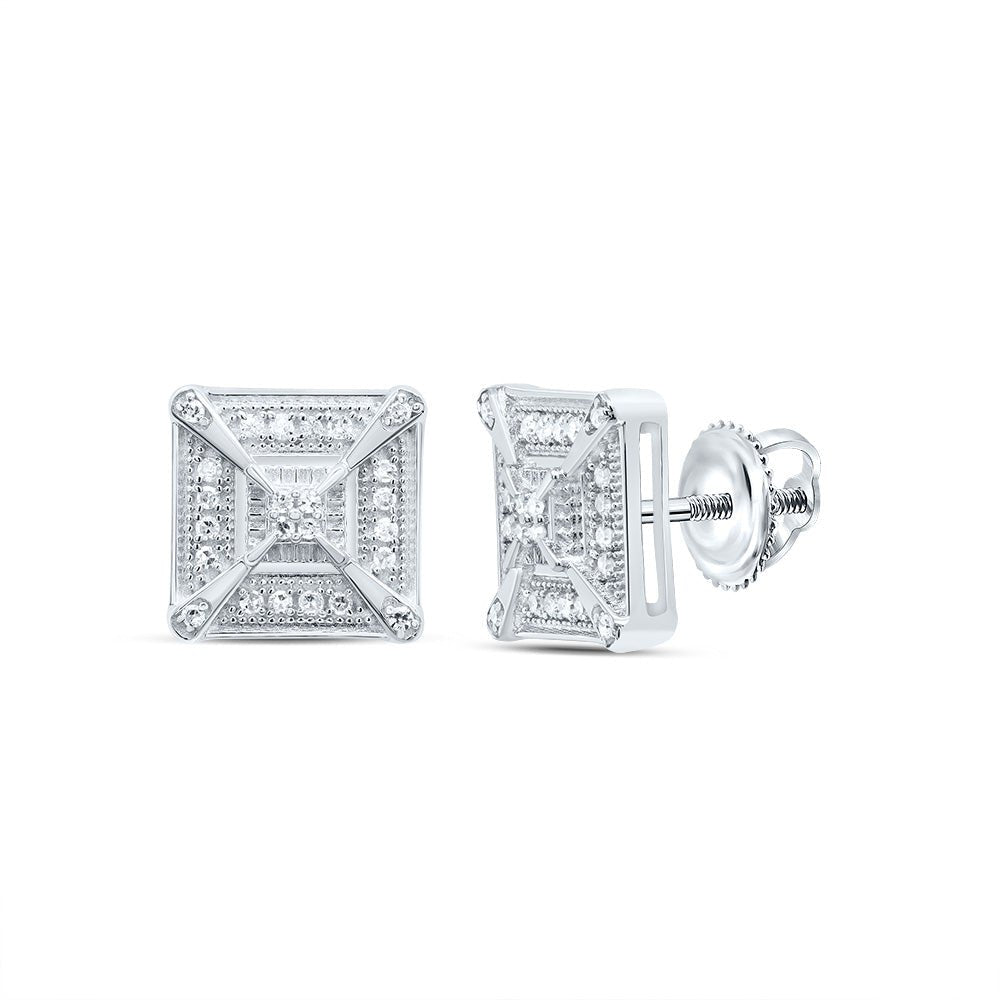 Sterling Silver Luxury Diamond Stud Earrings with Elegant Styling - Splendid Jewellery