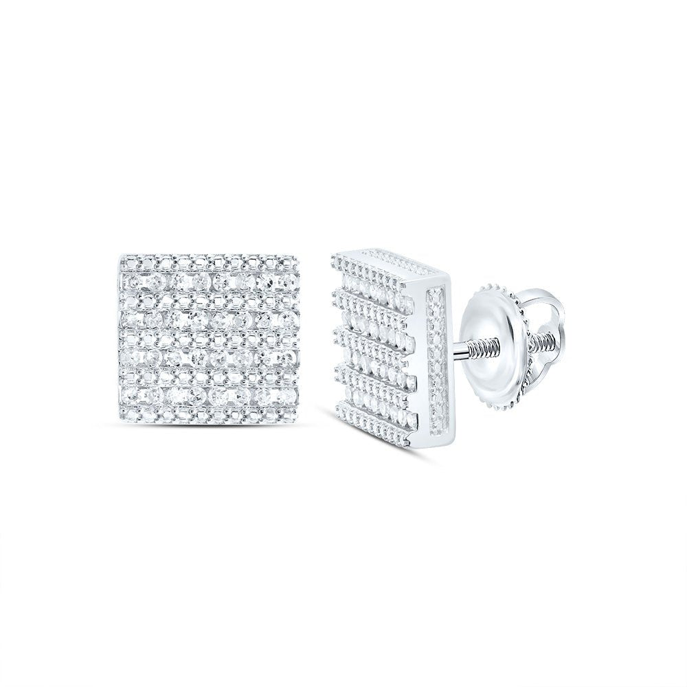 Sterling Silver Diamond Stud Earrings with Elegant Styling - Splendid Jewellery