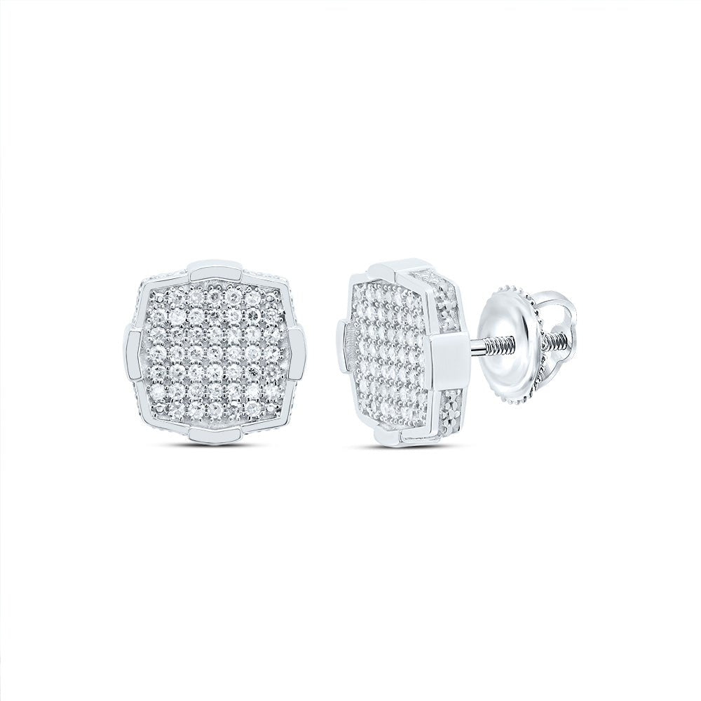 Cushion Diamond Earrings in Sterling Silver - Splendid Jewellery