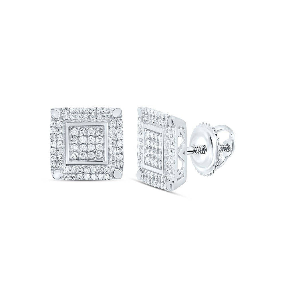 Sterling Silver Elegant Stud Earrings with Diamond with Fine Detail - Splendid Jewellery