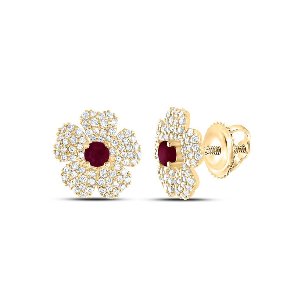 Ruby Earrings in 14K Yellow Gold with Elegant Styling - Splendid Jewellery