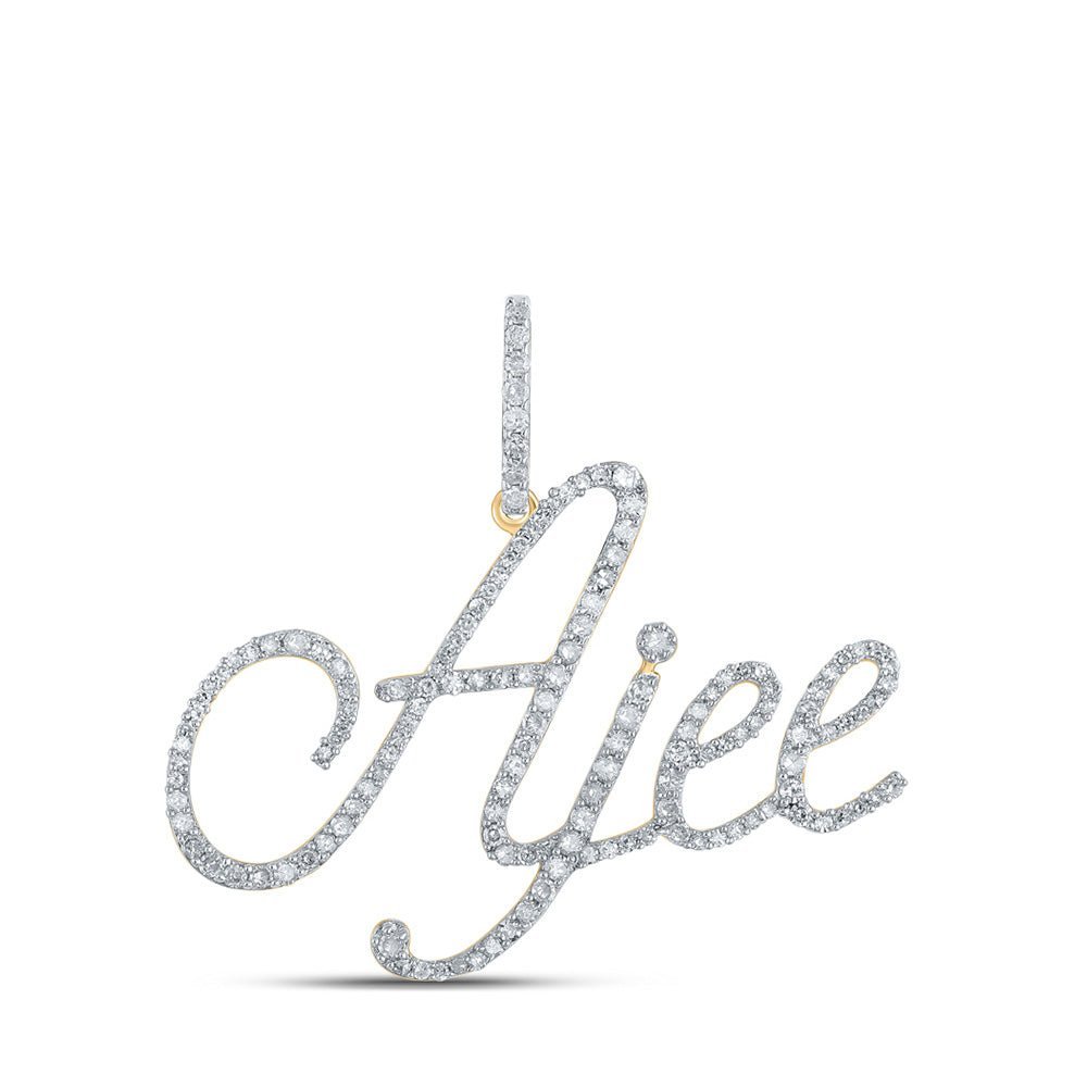 AJEE Diamond Initial & Letter Pendant | 10kt Yellow Gold Womens Round Diamond Name Pendant 5/8 Cttw | Splendid Jewellery - Splendid Jewellery