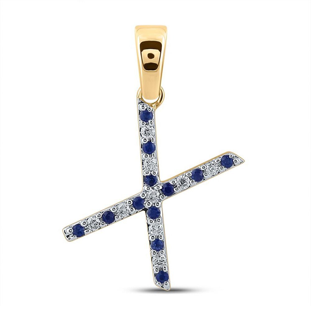 Blue Sapphire Diamond Initial Pendant | 10kt Yellow Gold Personalized Letter Necklace | Splendid Jewellery - Splendid Jewellery