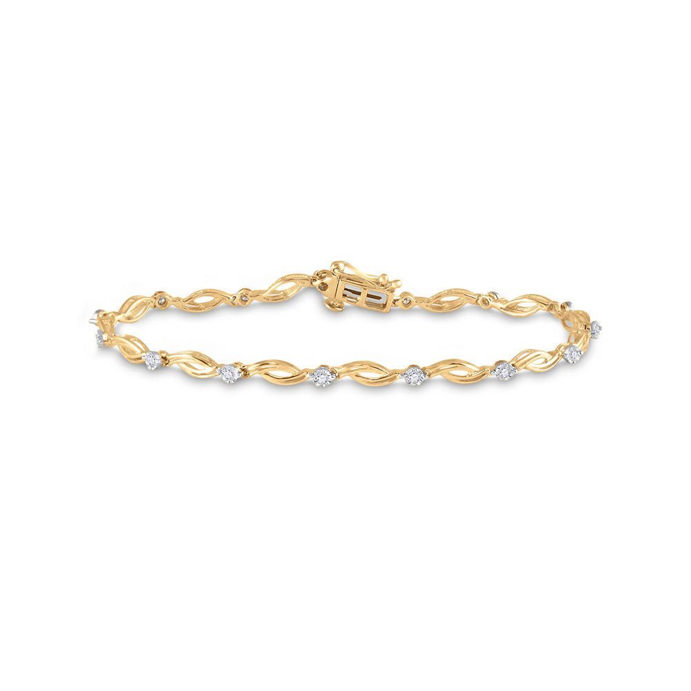Bracelets | 10kt Yellow Gold Womens Round Diamond Twist Link Bracelet 1/4 Cttw | Splendid Jewellery - Splendid Jewellery